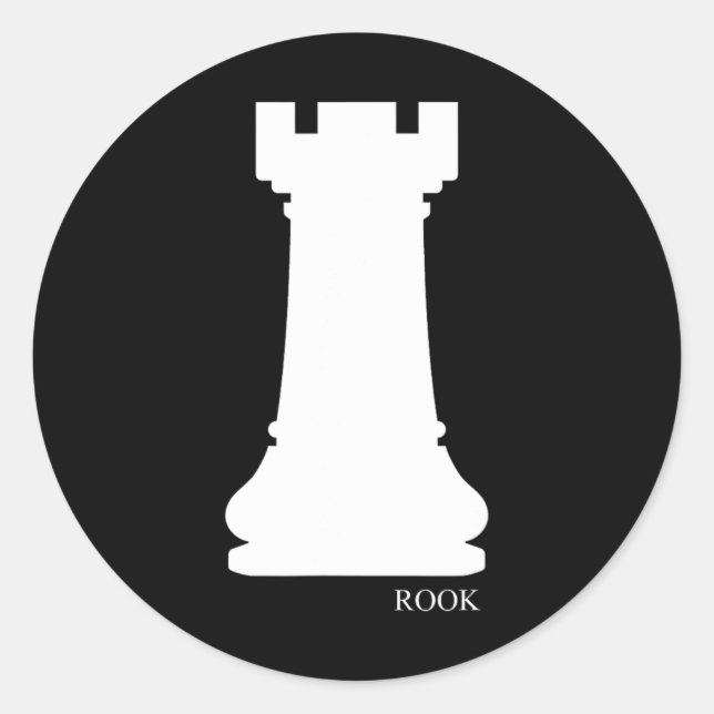 Pegatina Redonda Grupo de piezas de ajedrez Rook Club de ajedrez Ch (Anverso)