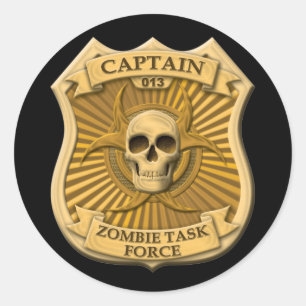 Pegatina Redonda Grupo de trabajo del zombi - capitán Badge