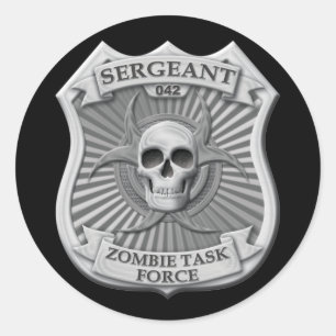Pegatina Redonda Grupo de trabajo del zombi - sargento Badge