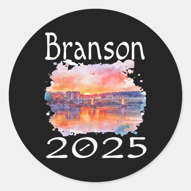 Pegatina Redonda Grupo de Vacaciones Familiares de Branson 2025 Get (Anverso)