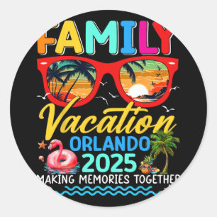 Pegatina Redonda Grupo de Verano de Vacaciones Familiares Orlando 2