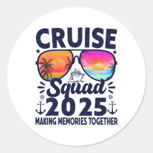 Pegatina Redonda Grupo de viaje de vacaciones de verano 2025 Cruise