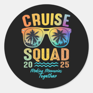 Pegatina Redonda Grupo de viajes de crucero familiar Squad 2025