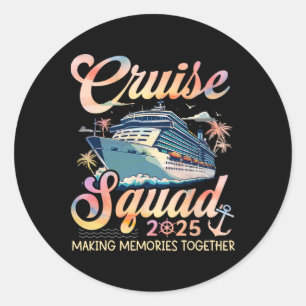 Pegatina Redonda Grupo Familiar Cruise Squad 2025 Camisetas Combina