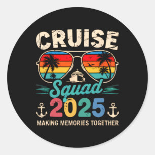 Pegatina Redonda Grupo Familiar Cruise Squad 2025 Vacaciones de Ver