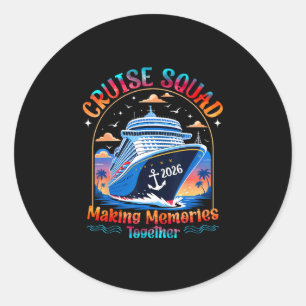 Pegatina Redonda Grupo familiar Cruise Squad 2026 coincidente para