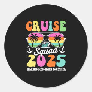 Pegatina Redonda Grupo familiar de Cruise Squad 2025 Vacaciones de