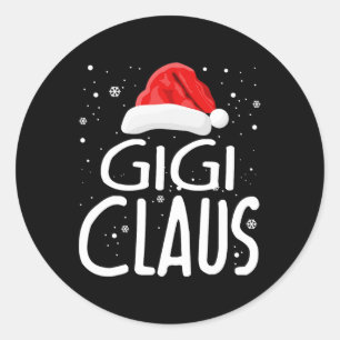 Pegatina Redonda Grupo familiar de Navidades Gigi Claus coincidiend