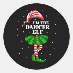 Pegatina Redonda Grupo familiar I'm The Dancer Elf Navidades