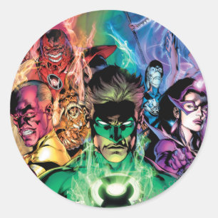 Pegatina Redonda Grupo Lantern Corps con colores