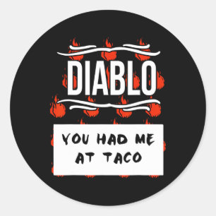 Pegatina Redonda Grupo SAUCES CALIENTES Halloween DIABLO SAUCE ME T