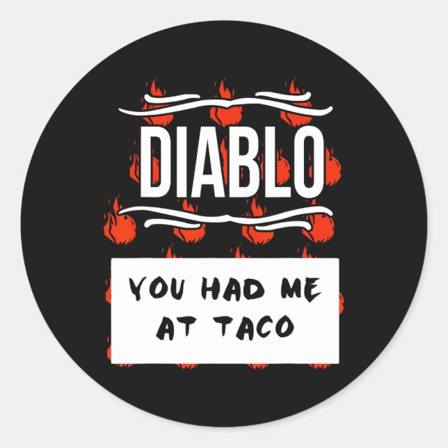 Pegatina Redonda Grupo SAUCES CALIENTES Halloween DIABLO SAUCE ME T (Anverso)