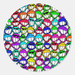 PEGATINA REDONDA GRUPO SONRIENTE FRESCO DE LAS CARAS