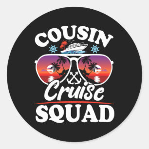Pegatina Redonda Grupo V Fiesta de cruceros Cousin Cruise Squad 202