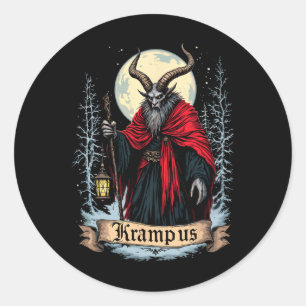 Pegatina Redonda Gruss Vom Krampus Vintage Navidad Nochebuena Niños