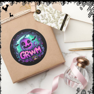 Pegatina Redonda GRWM ExDiseñadora Halloween