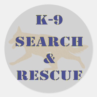 Pegatina Redonda GSD de búsqueda y rescate de K-9