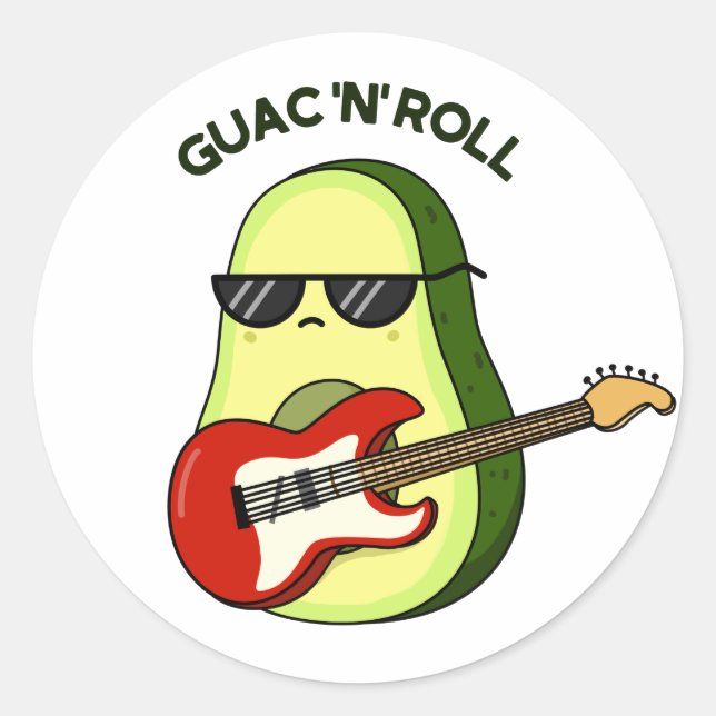 Pegatina Redonda Guac Y Rollo Funny Aguacate Pun (Anverso)