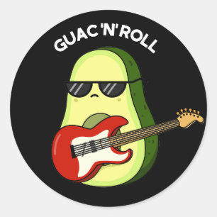 Pegatina Redonda Guac Y Rollo Funny Aguacate Pun Dark BG