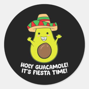 Pegatina Redonda Guacamole es la hora de la Fiesta Cinco de Mayo Av