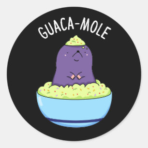 Pegatina Redonda Guacamole Funny Mole En Guacamole Dip Pun Dark BG