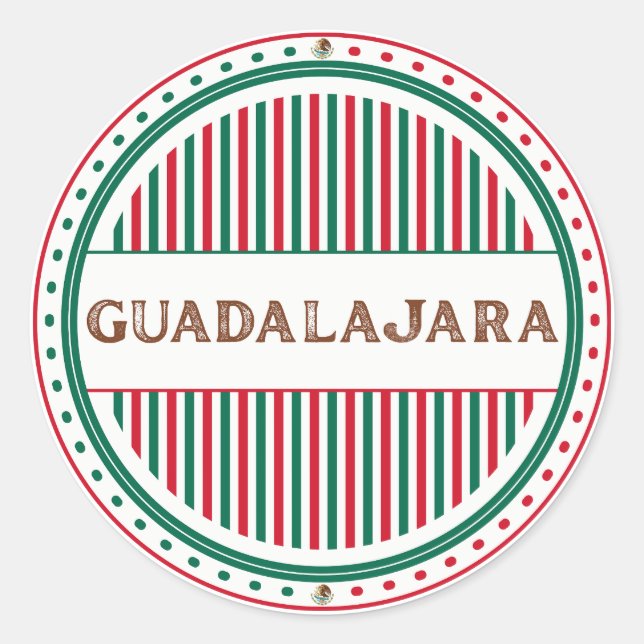 Pegatina Redonda Guadalajara City Pride Emblem – Mexican Identity (Anverso)