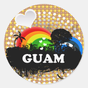 Pegatina Redonda Guam de la fruta pura