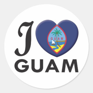 Pegatina Redonda Guam Love