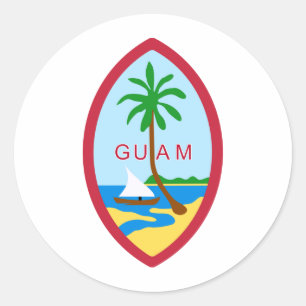 Pegatina Redonda Guam Seal GU