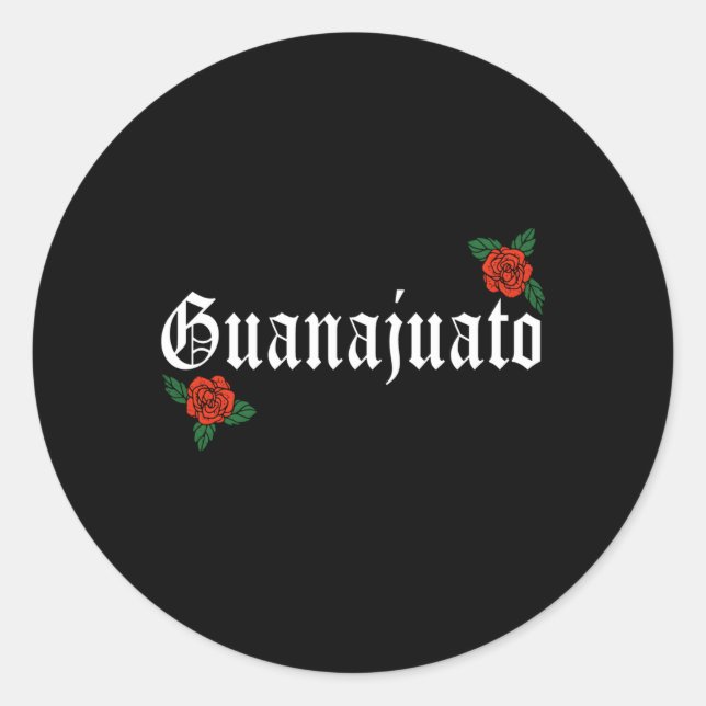 Pegatina Redonda Guanajuato México Rosa de Estado de México (Anverso)
