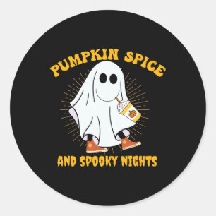 Pegatina Redonda Guantánime Calabaza Spice Latte Caída Vibe Hallowe