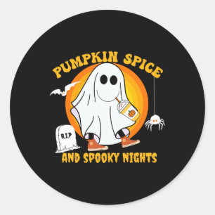 Pegatina Redonda Guantánime Calabaza Spice Latte Caída Vibe Hallowe