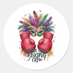 Pegatina Redonda Guante de boxeo festivo de carnaval de máscara de