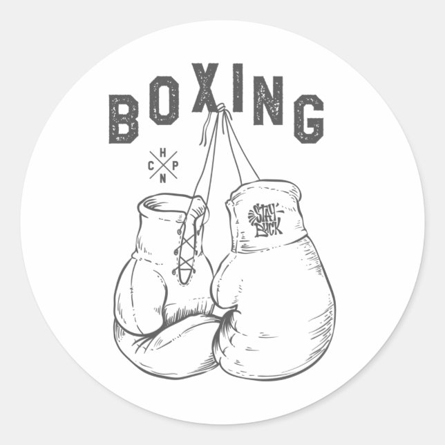 Pegatina Redonda Guantes de boxeo (Anverso)
