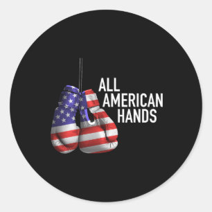 Pegatina Redonda Guantes de Boxeo All American Hands – Patriótico E