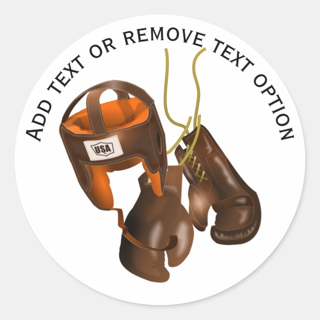 Pegatina Redonda Guantes de boxeo Casco de Esparring (Anverso)