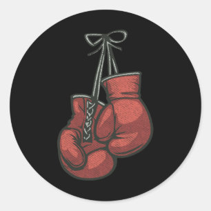 Pegatina Redonda Guantes De Boxeo De Amor Regalo De Boxer Rojo Retr