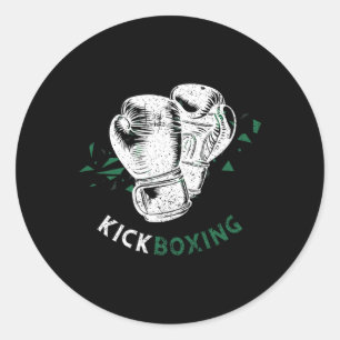 Pegatina Redonda Guantes de Boxeo de Kickboxing
