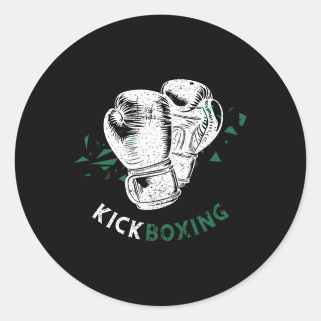 Pegatina Redonda Guantes de Boxeo de Kickboxing (Anverso)