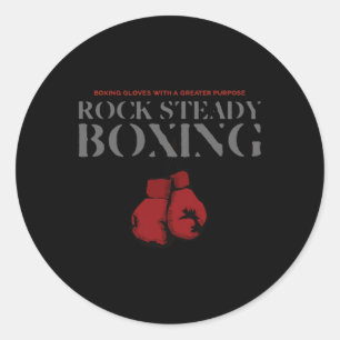 Pegatina Redonda Guantes De Boxeo De Rock Steady Con Un Mayor Propó