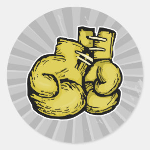 Pegatina Redonda guantes de boxeo dorados gráfico
