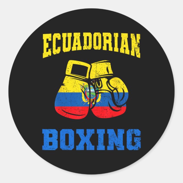 Pegatina Redonda Guantes de boxeo ecuatorianos hombres de boxeo org (Anverso)