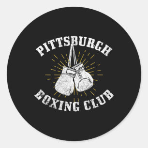 Pegatina Redonda Guantes De Boxeo En Problemas Del Club De Boxeo De