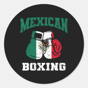 Pegatina Redonda Guantes de boxeo mexicanos: Monas patrióticas del
