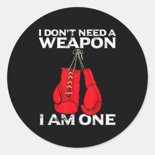 Pegatina Redonda Guantes de boxeo No necesito un boxeador de combat