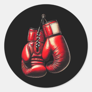 Pegatina Redonda Guantes de boxeo Rojo Boxeo Deportivo Kickboxing