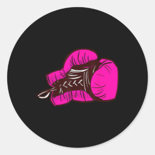 Pegatina Redonda Guantes de boxeo rosa I Chica de boxeo
