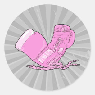 Pegatina Redonda guantes de boxeo rosados vector