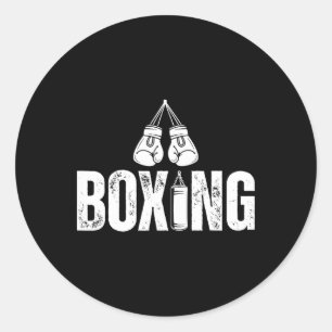Pegatina Redonda Guantes De Boxeo Y Bolsa De Punteo