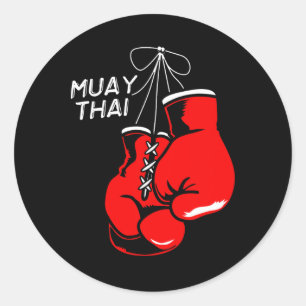 Pegatina Redonda Guantes de Kickboxing Thai Boxing Muay Thai 